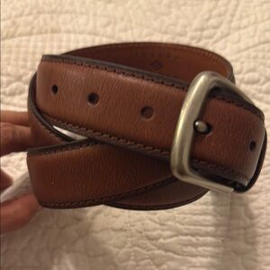 Joseph Abboud Brown Leather Belt with Silver Buckle #485